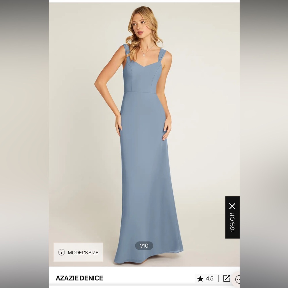 Azazie Denise Dusty Blue Bridesmaid Dress Size 2 - Like new
